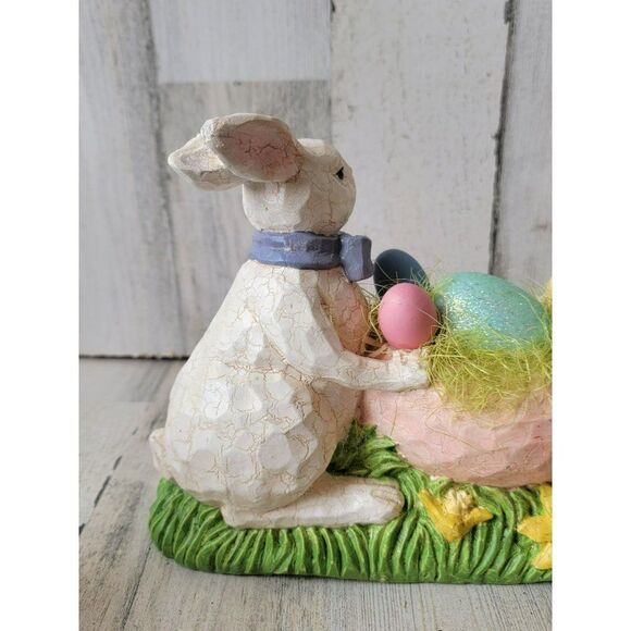Folk art Easter bunny egg lay rustic home decor - Picture 7 of 12
